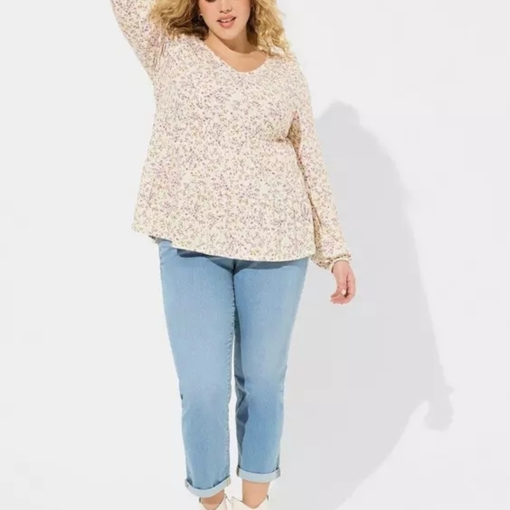 Torrid Texture Jersey V-Neck Long Sleeve Tiered Top- Size 3x - Picture 4 of 12